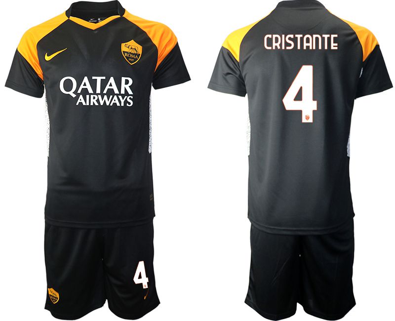 Men 2020-2021 club Rome away #4 black Soccer Jerseys